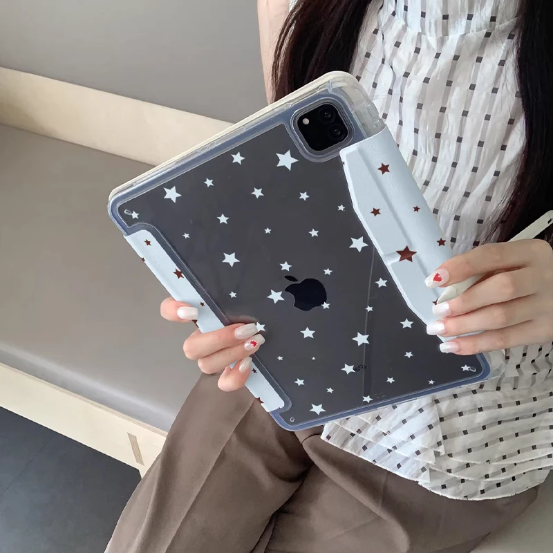 Blue Stars 3+YFold iPad Case For iPad Pro 11 13in 2025 iPad Pro 12.9in Air7 10th 11th M4/5 Buckle For Magsafe Protective Cover
