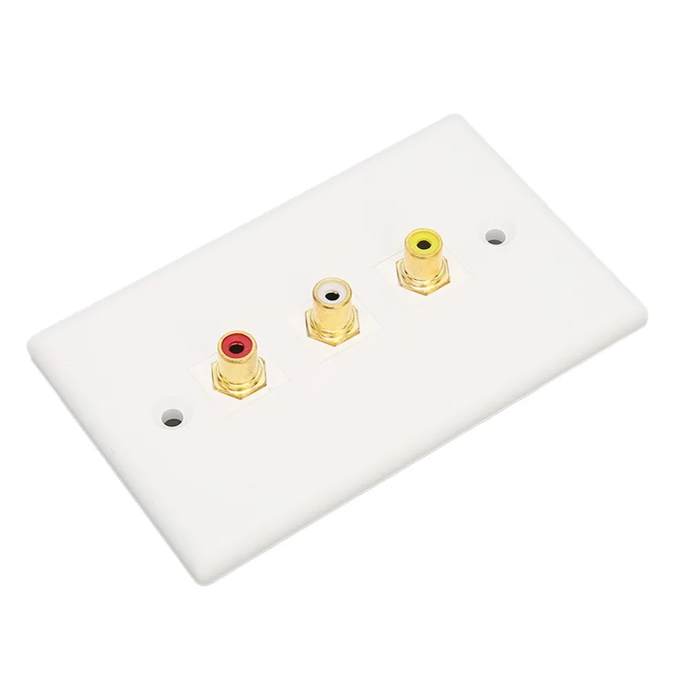 Multipurpose 3RCA Wall Plate 1080P Corrosion Resistant 3RCA Female Connector Wall Plate Gold Plated