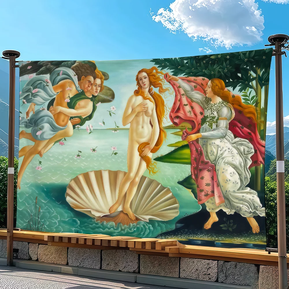 Botticelli Birth Of Venus Primavera Flag Tapestry Outdoor Party Bedroom Living Room Dormitory Decorative Themed Wall Hanging