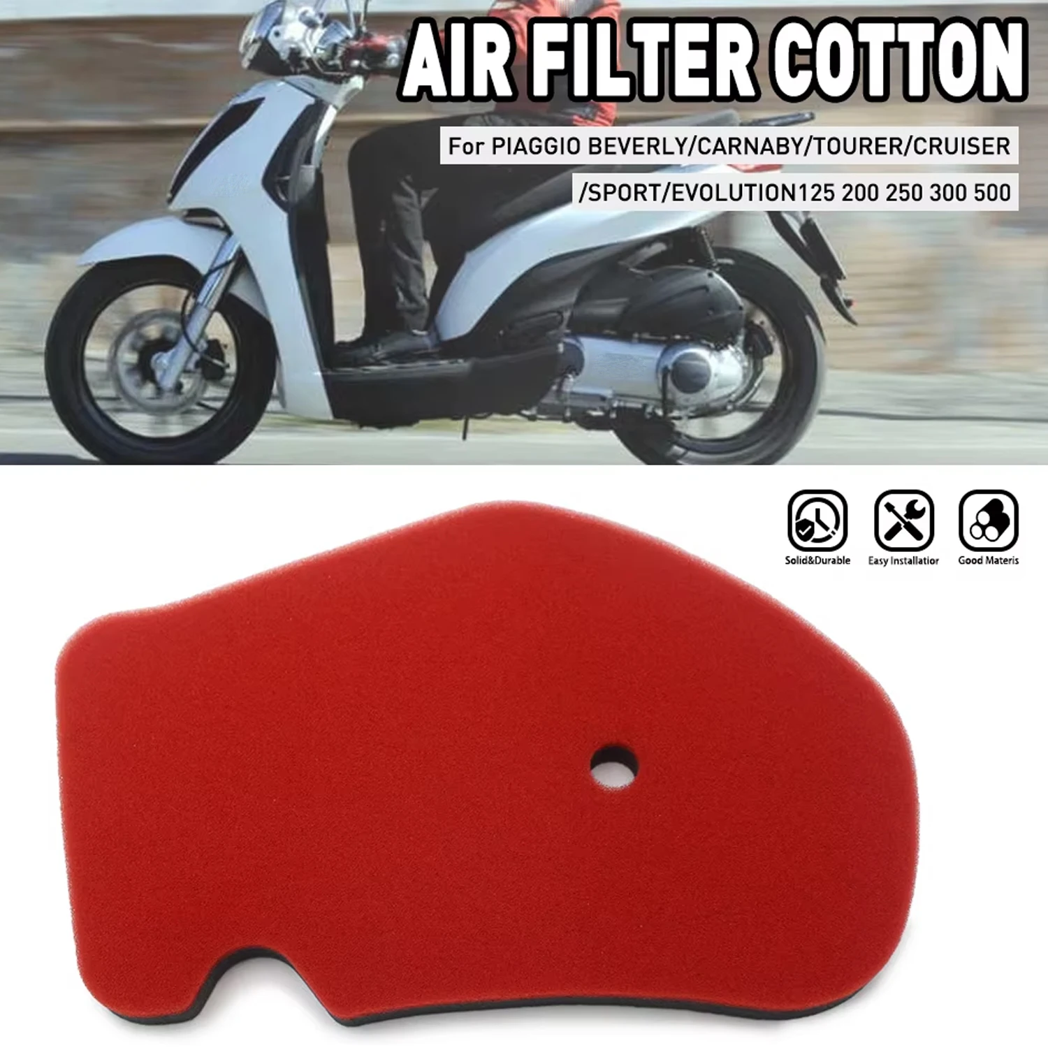 

Motorcycle High Flow Air Filter Sponge FOR PIAGGIO BEVERLY 125 200 250 300 500 4T 4V X7 X8 X9 X10 Intake Cleaner