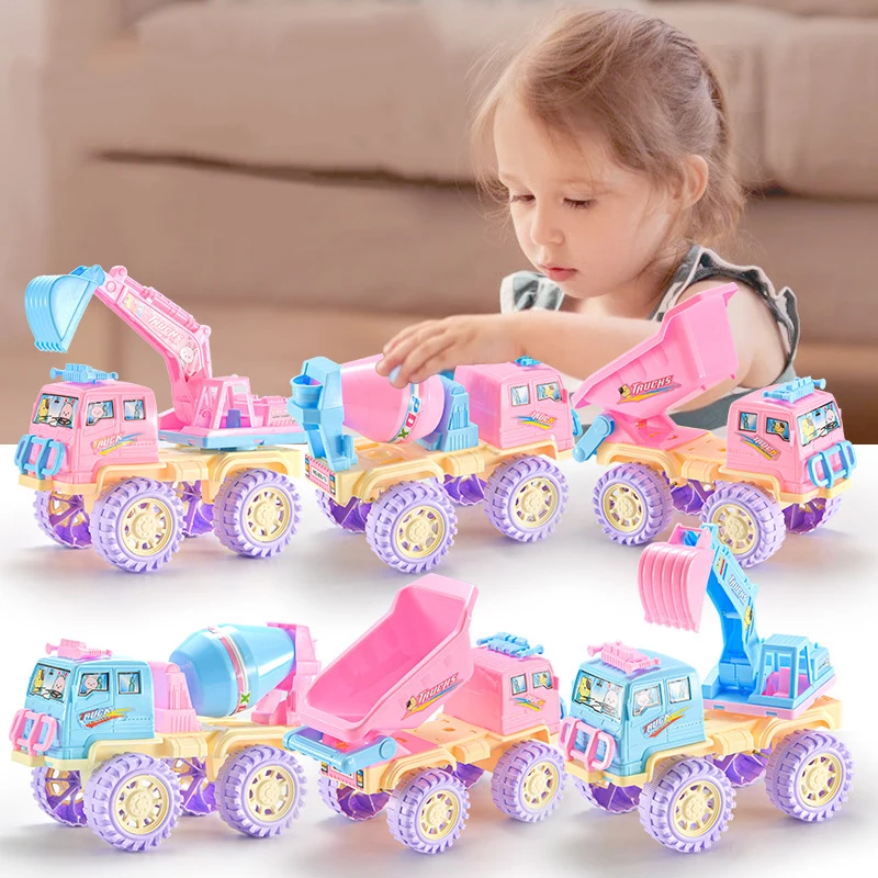 Simulation Construction Car Model Toys Cartoon City Construction skid Excavator Mixer Transporter Toys Child's Educational Gifts