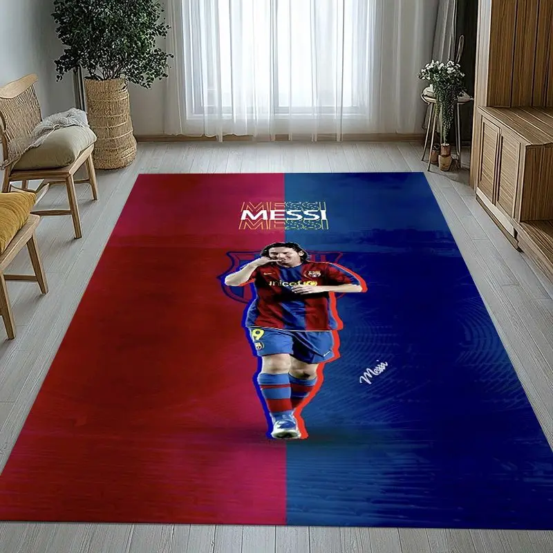 3D Soccer Legend M-Messi Football Star Area Rug,Soft Non-Slip Carpet Mat for Living Room Bedroom,Sofa Floor Rug,Home Decor Gift