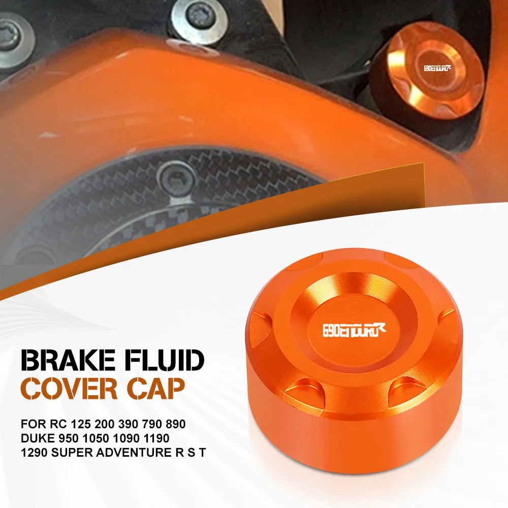 

For RC 125 200 390 790 890 Duke 950 1050 1090 1190 1290 Super Adventure R S T Brake Reservoir Fluid Tank Cover Rear Oil Cup
