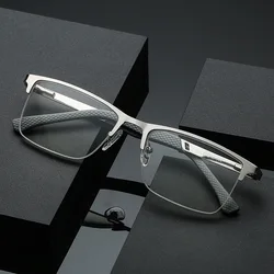 Anti Blue Light and Anti Half Frame Fish Silk Fashionable Stainless Steel Pupil Distance Business Men's Reading Glasses