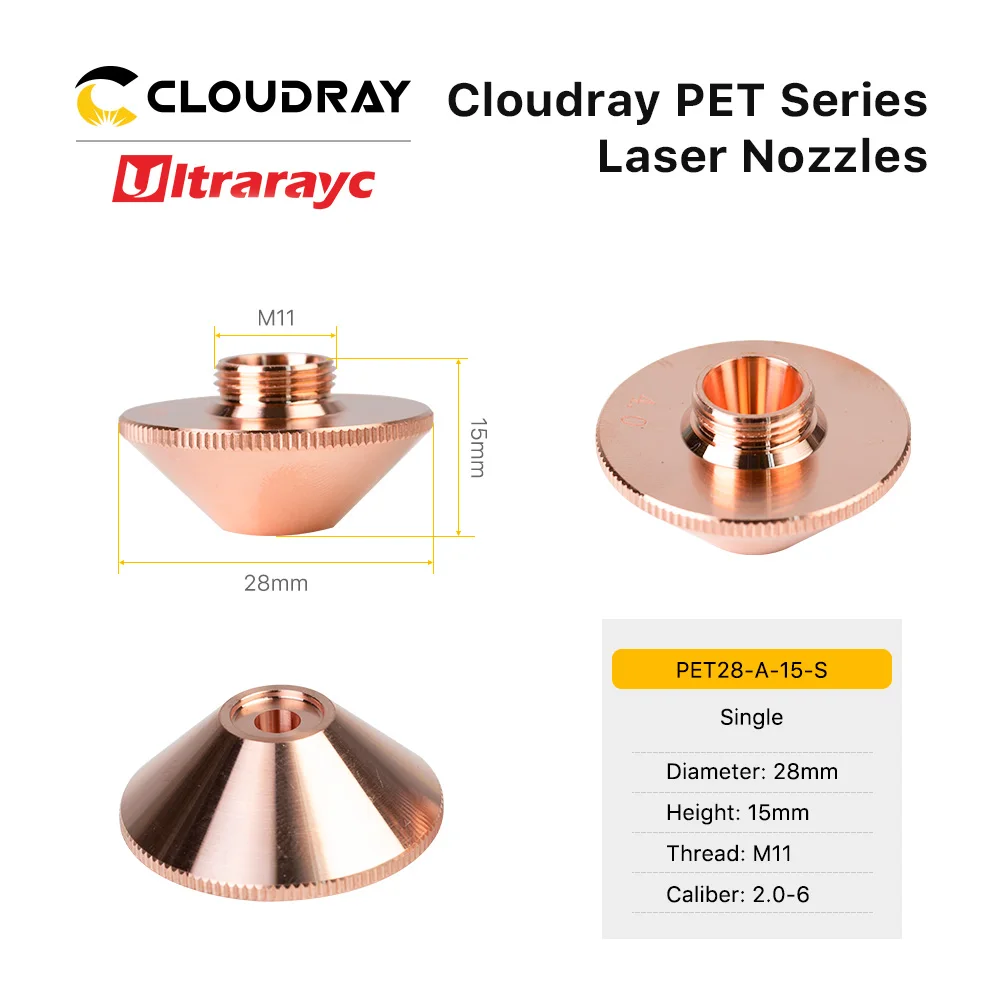 Ultrarayc Laser Nozzles for Penta Single Layers D28 M11 H15 Caliber 2.0 to 6.0mm for Cutting Metal High Power Machine