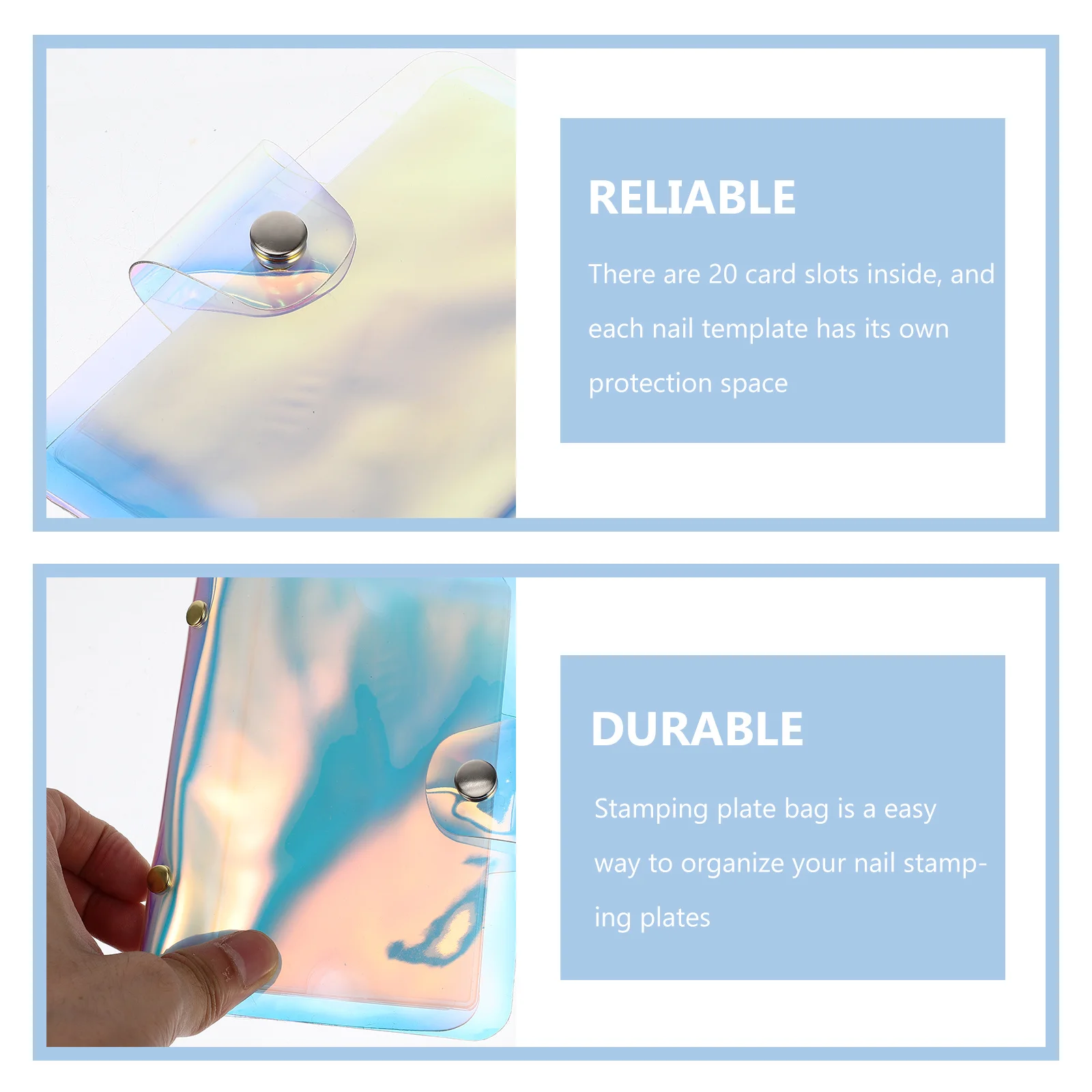 حامل قالب ختم الأظافر 20 مساحة حماية حقيبة مدمجة متعددة البطاقات لملحقات المانيكير الأنيقة