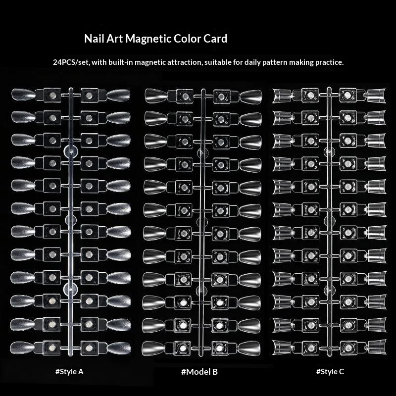 120Pcs Transparent Nail Polish Color Chart Magnetic False Nail Tip Display Card for Manicure Swatch Salon