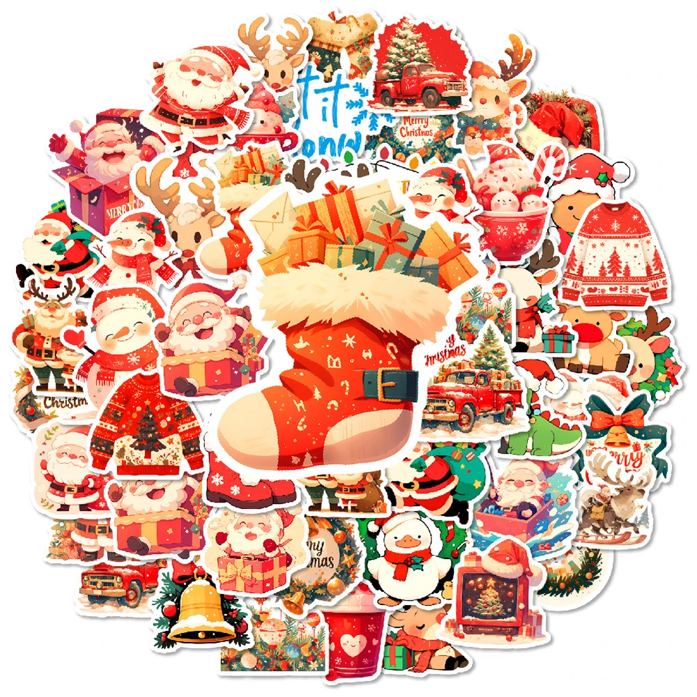 

10/30/50pcs Cartoon INS Style Christmas Stickers Waterproof Graffiti Decals Stationery Luggage Fridge Cute Kids DIY Sticker Toys