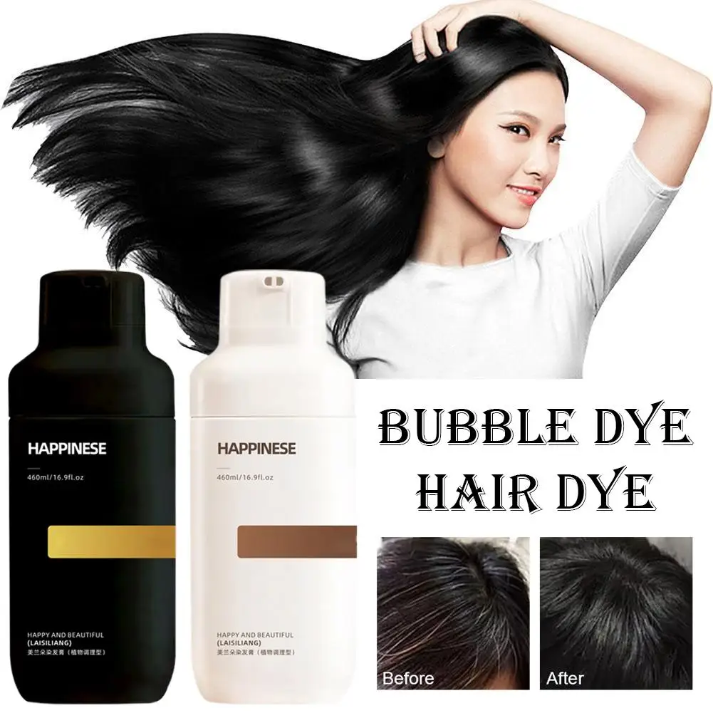 

500 мл 3 в 1 Шампунь для краски для волос Черная краска для волос Черная краска Белый быстрый растительный шампунь для волос DIY Краска для волос Крем Sty Y8Q2