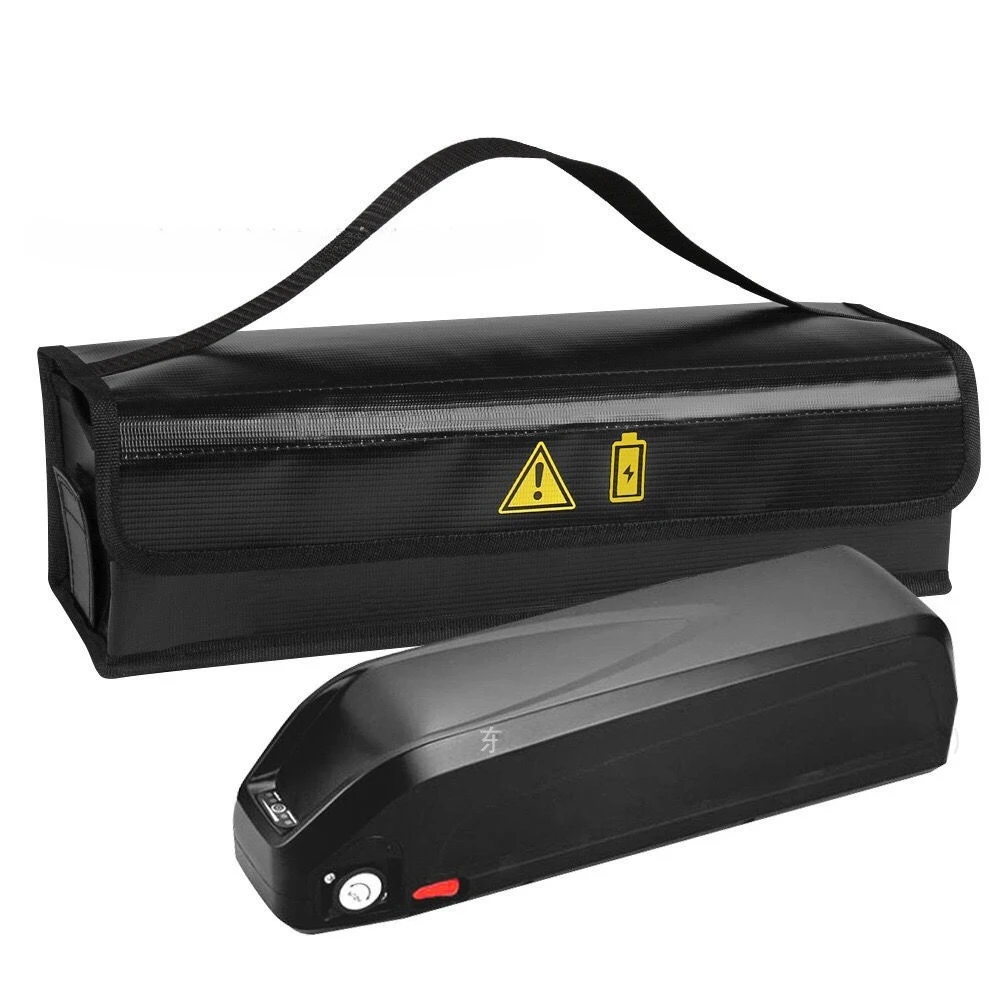 Fireproof silicone fiberglass lithium battery transport bag with reinforced carrying handle