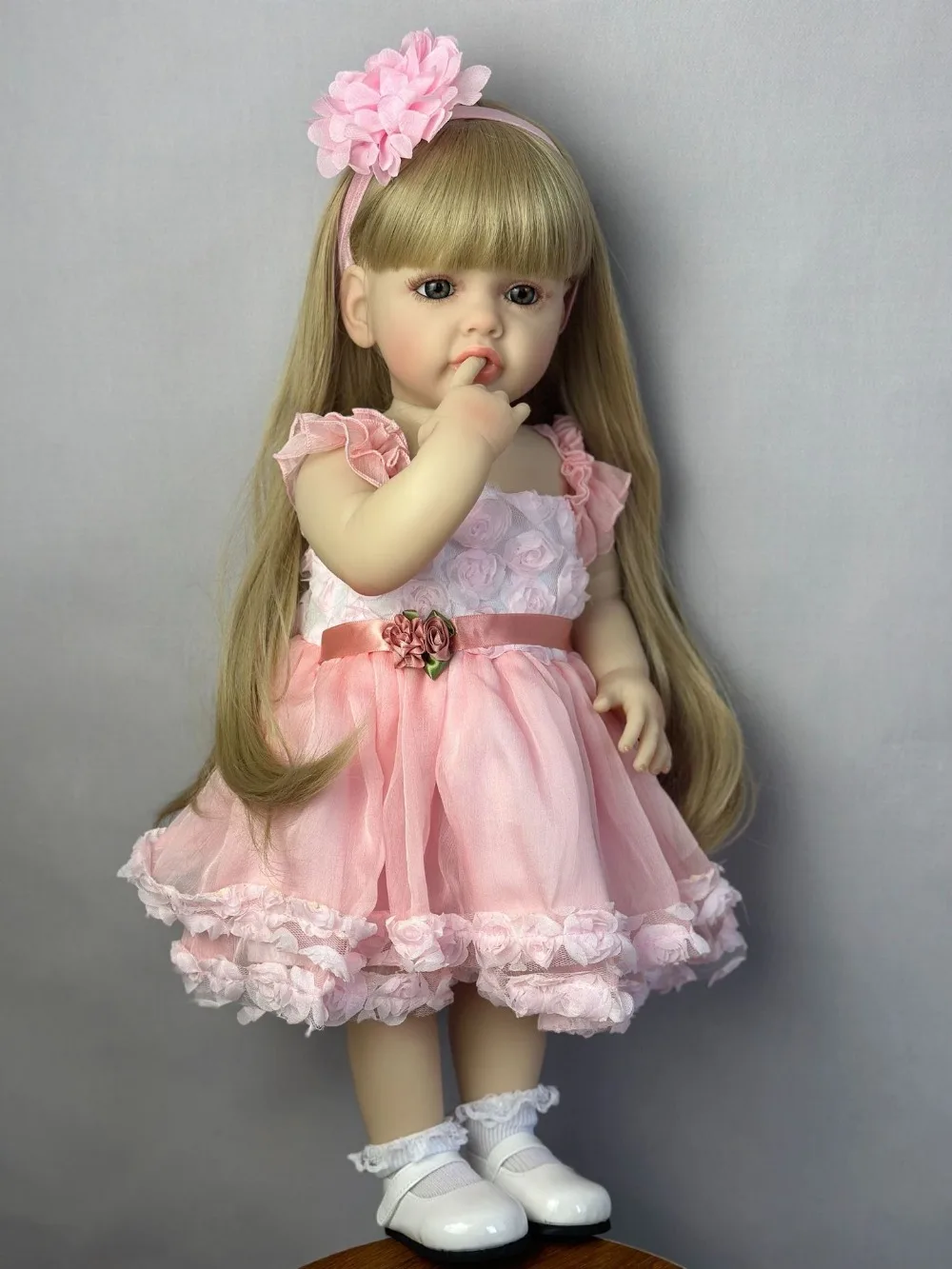 55cm Simulation Doll Soft Silicone Viny Reborn Doll Girl Princess Dress Up Game Pinchable Toy Children Teenager Birthday Gift