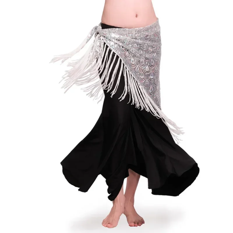 Belly Dance Hip Scarf New Tassel Triangle Scarf Indian Dance Performance Clothing Accessories Fish Scale Sequins Waist Scarf