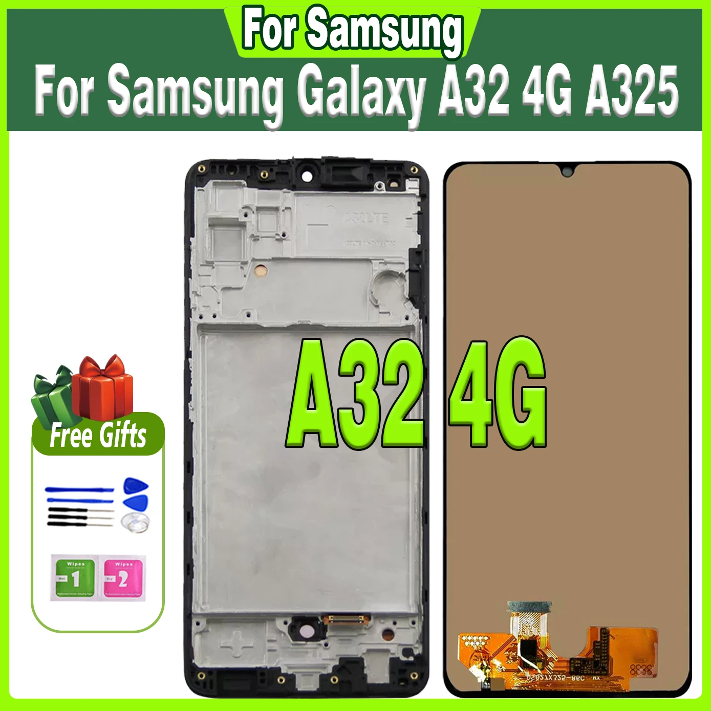High Quality AMOLED For Samsung Galaxy A32 4G A325F A325 LCD Display Touch Screen Digitizer Assesmbly Replacement Parts Tested