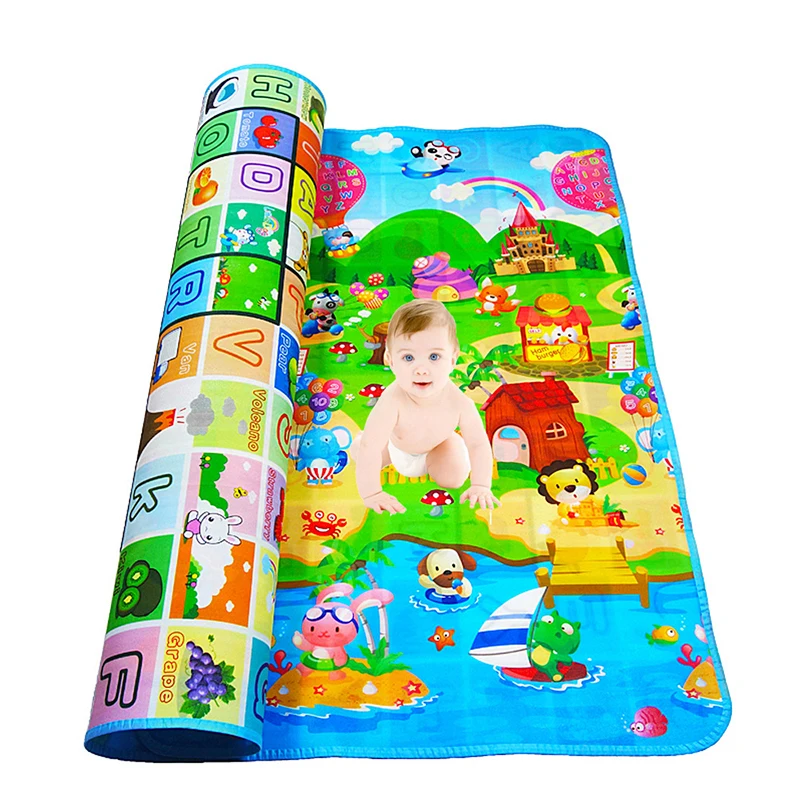 Baby Play Mat Doubel Sided Animals Kids Rug Educational Toys for Children Soft Floor Toddler Crawling Carpet Game Activity Gym