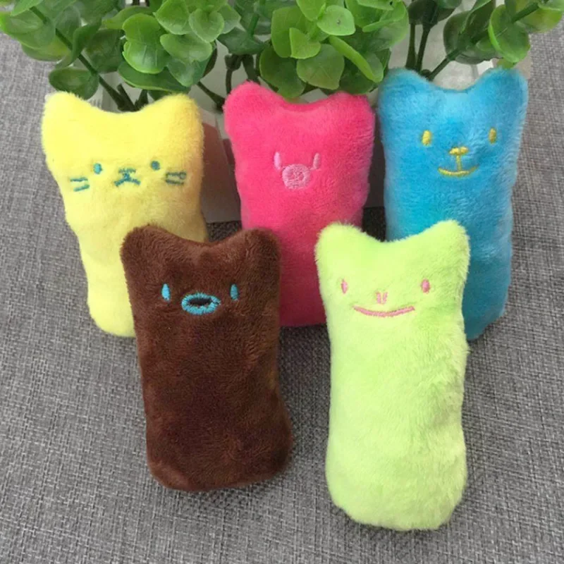 Cute Interactive Plush Cat Toy Pet Kitten Chewing Teeth Grinding Catnip Claws Thumb Bite Cat Mint Game Playing Pillow Scratcher