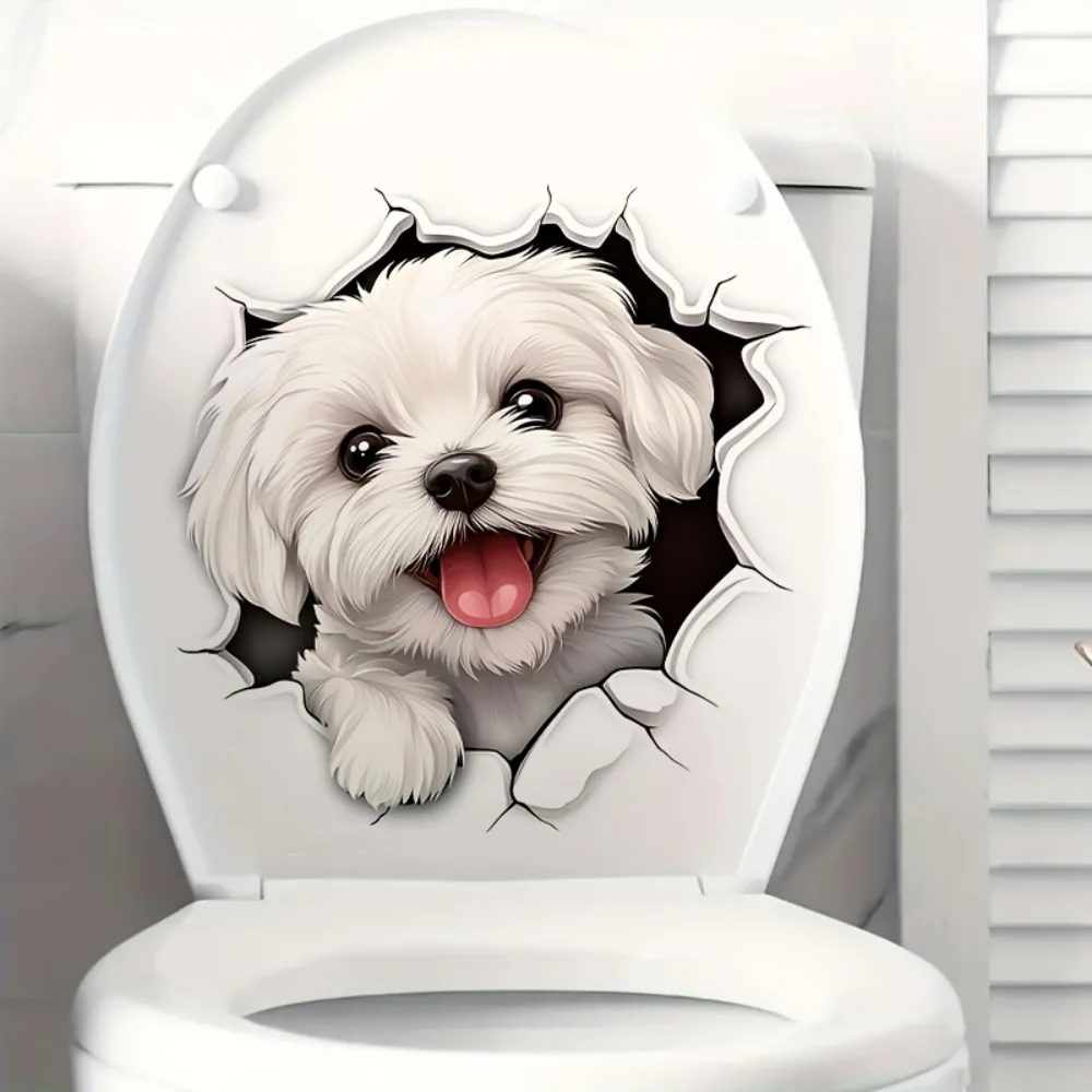 2D flat white puppy potty sticker personalized gift for holiday home decoration waterproof mural artwork