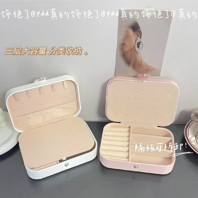 

Новая шкатулка для драгоценностей с героями мультфильмов Sanrio Hello Kitty, ожерелье, кольцо, большая вместительная перегородка, удобная дорожная коробка для хранения ювелирных изделий