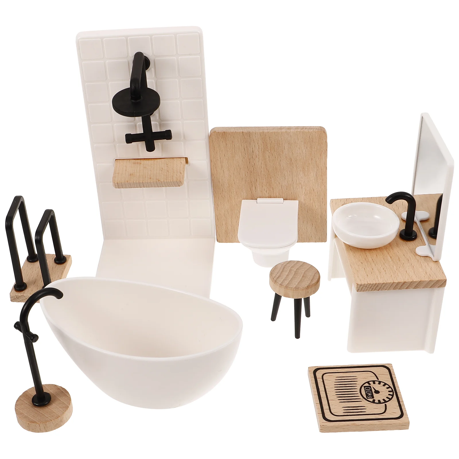 Dollhouse Toilet Miniature Bathroom Furniture Small Decor Kit Decorate Wood Child Ornaments