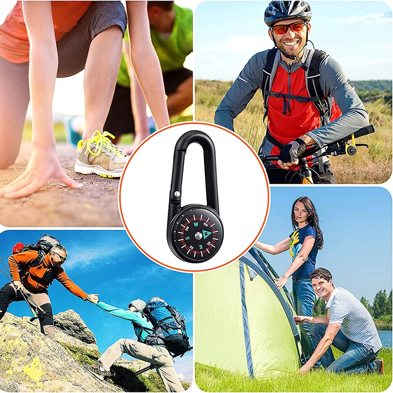 Mini Lightweight Compass, Portable Carabiner Keychain Compasses, Outdoor Camping Tool, Mountaineering Tourism Survival Equipment