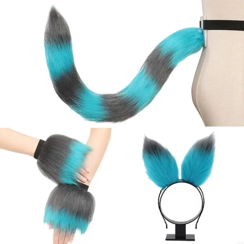 634C Animal Tail Kostüm mit Stirnband -Handgelenk Manschetten für Halloween -Accessoires für Frauen