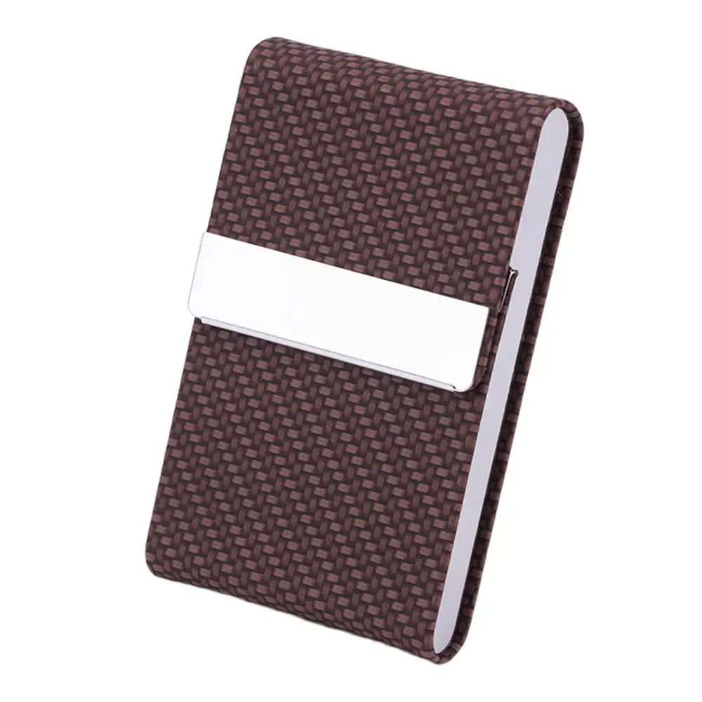 PU Leather Business Card Case Stainless Steel Fashion Buckle Name Card Holder Multicolor Slim Pocket ID Case Card Box