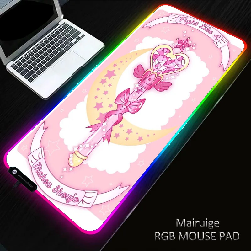 Cardcaptor Sakura RGB Gaming Mouse Pad Computer Gamer Mousepad Large Game Rubber No-slip Mouse Mat Big PC Laptop Keyboard Desk