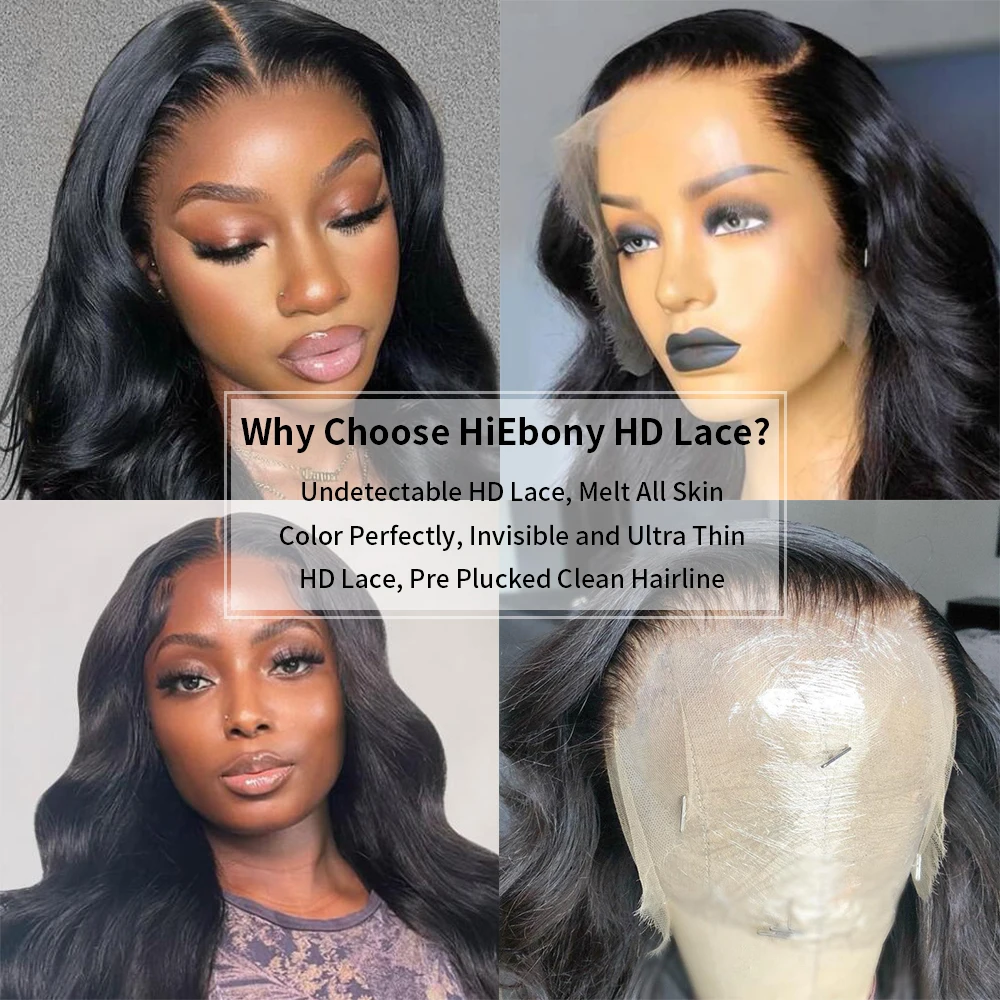 HiEbony Hair 13x6 HD Lace Frontal Wigs Wavy Bob Wigs 250% Density Glueless 4x4 5x5 6x6 HD Closure Wigs Melt Skin HD Lace Wigs