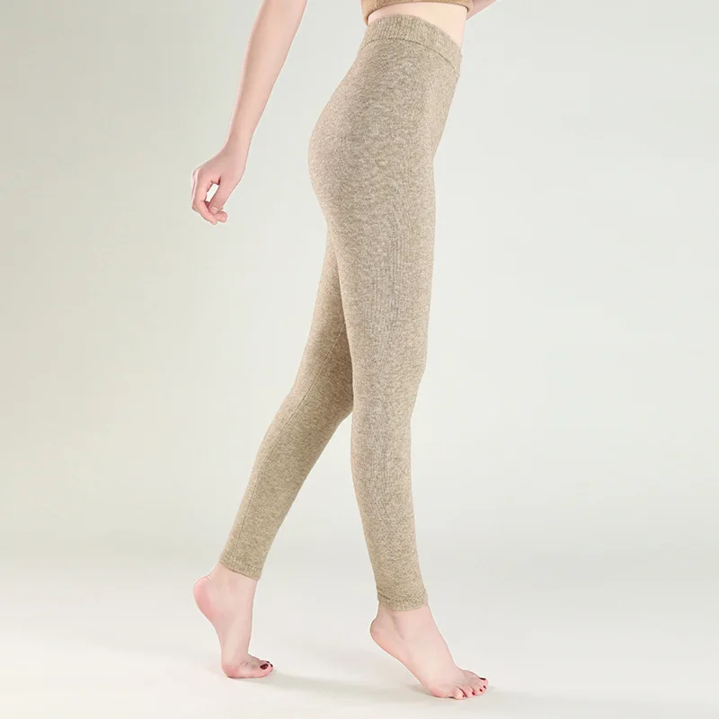 Women's Seamless Thermal Leggings Thickened Knit Pants Non Wool Warm Base Layer