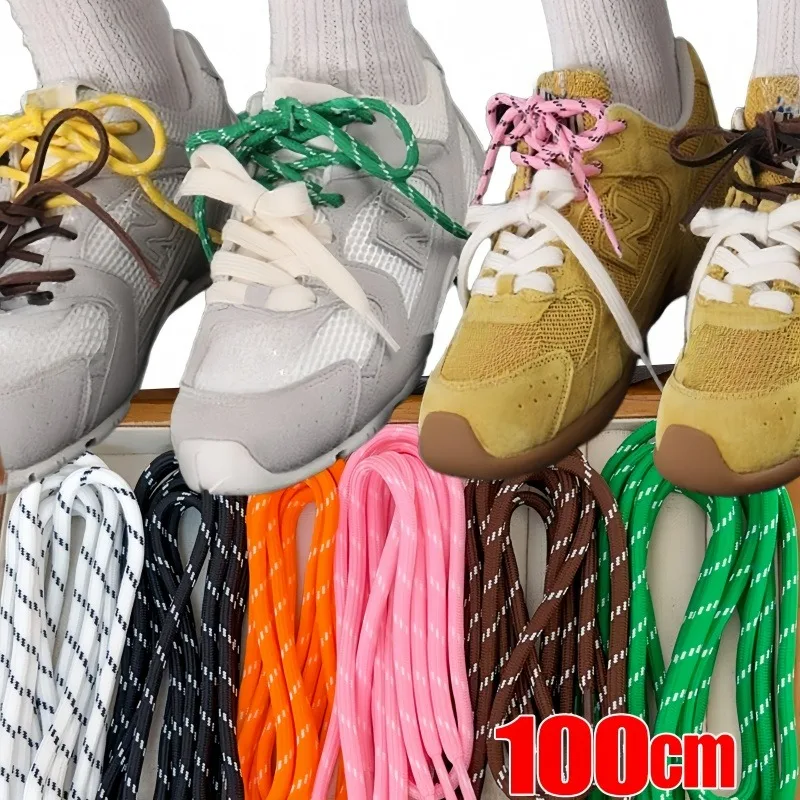 

100cm Fashion Shoelaces Round Braided Extra Thick No Slip for Sneakers Boots Bag Charms Multiple Colors Handmake DIY Accessories