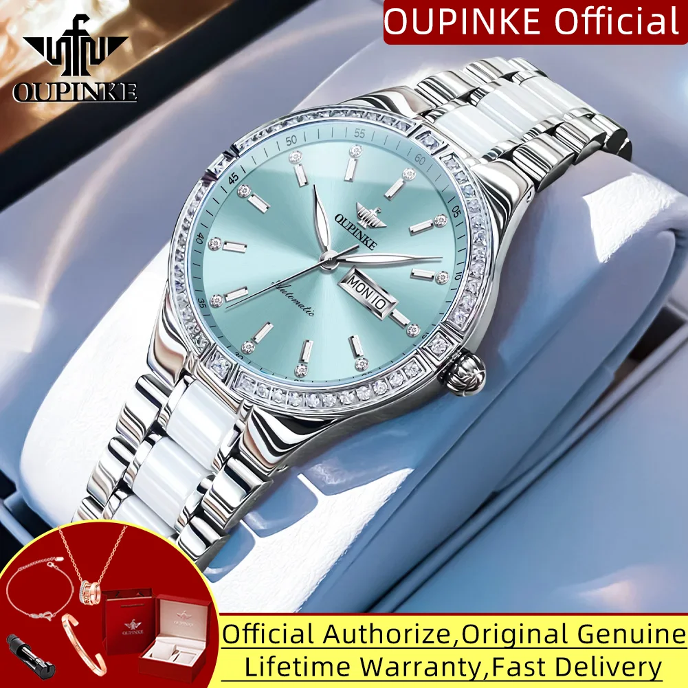 

OUPINKE 3283, роскошные женские часы, японские автоматические механические наручные часы, элегантный керамический ремешок, водонепроницаемые женские деловые часы