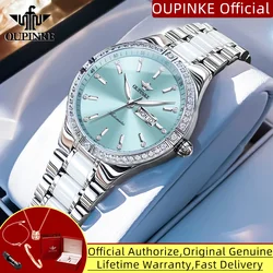 OUPINKE 3283 Luxury Woman Watch Japan Automatic Mechanical Wristwatches Elegant Ceramics Strap Waterproof Ladies Dress Watches