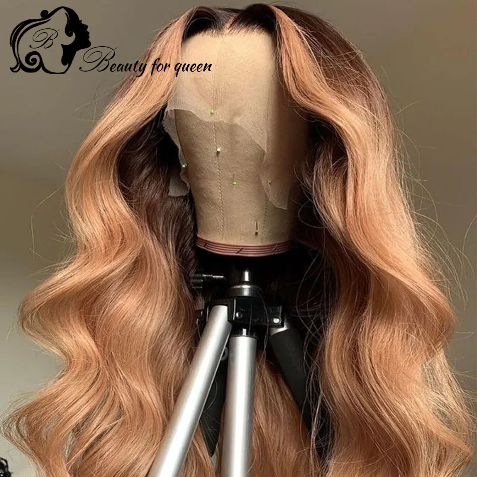 

26-дюймовый оранжевый, черный цвет, мелирование 13x4, кружевные фронтальные парики, розовый бразильский парик из человеческих волос, косплей для женщин, предварительно сорванный