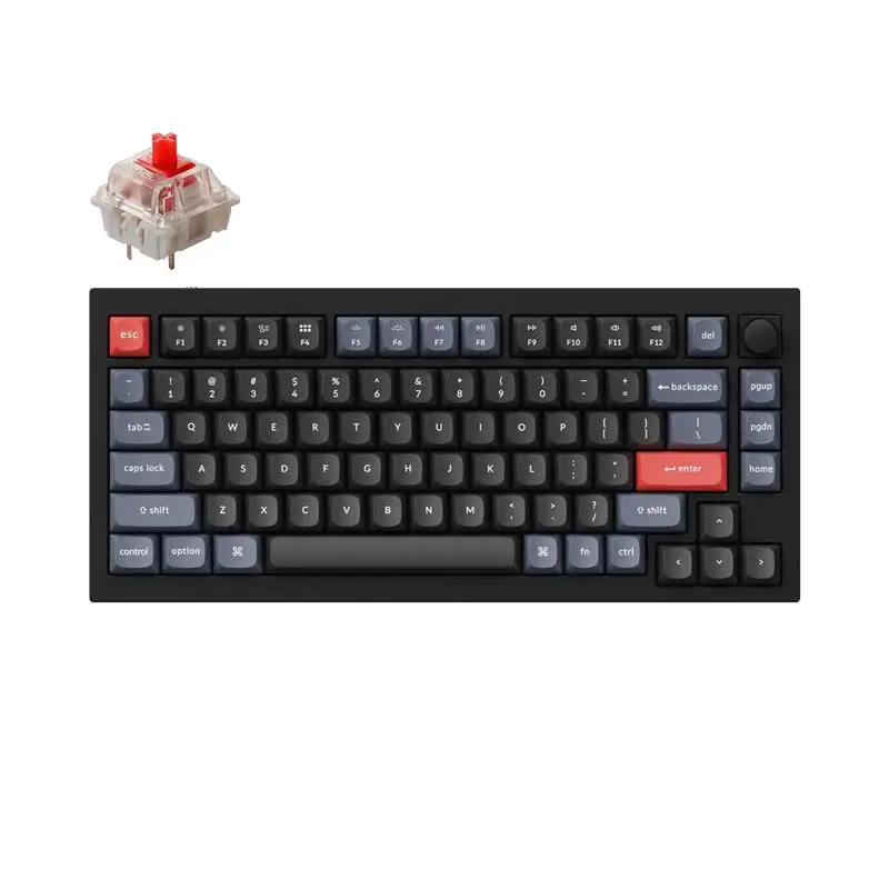 Top Q1 V2 QMK Knob Fully Assembled Custom Mechanical Keyboard 75% Layout Type-C Wired Keyboards for Mac Windows