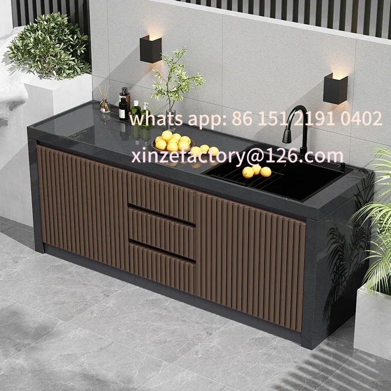 

Customizable Marble sink integrated pool cabinet courtyard granite island outdoor console indoor villa vegetable basin