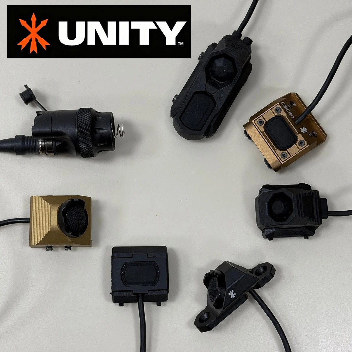 Interrupteur de pression à distance tactique UNITY pour lampe Scout des séries Surefire M300 et M600, compatible avec rail Picatinny de 20 mm, rail M-k et rail Key.