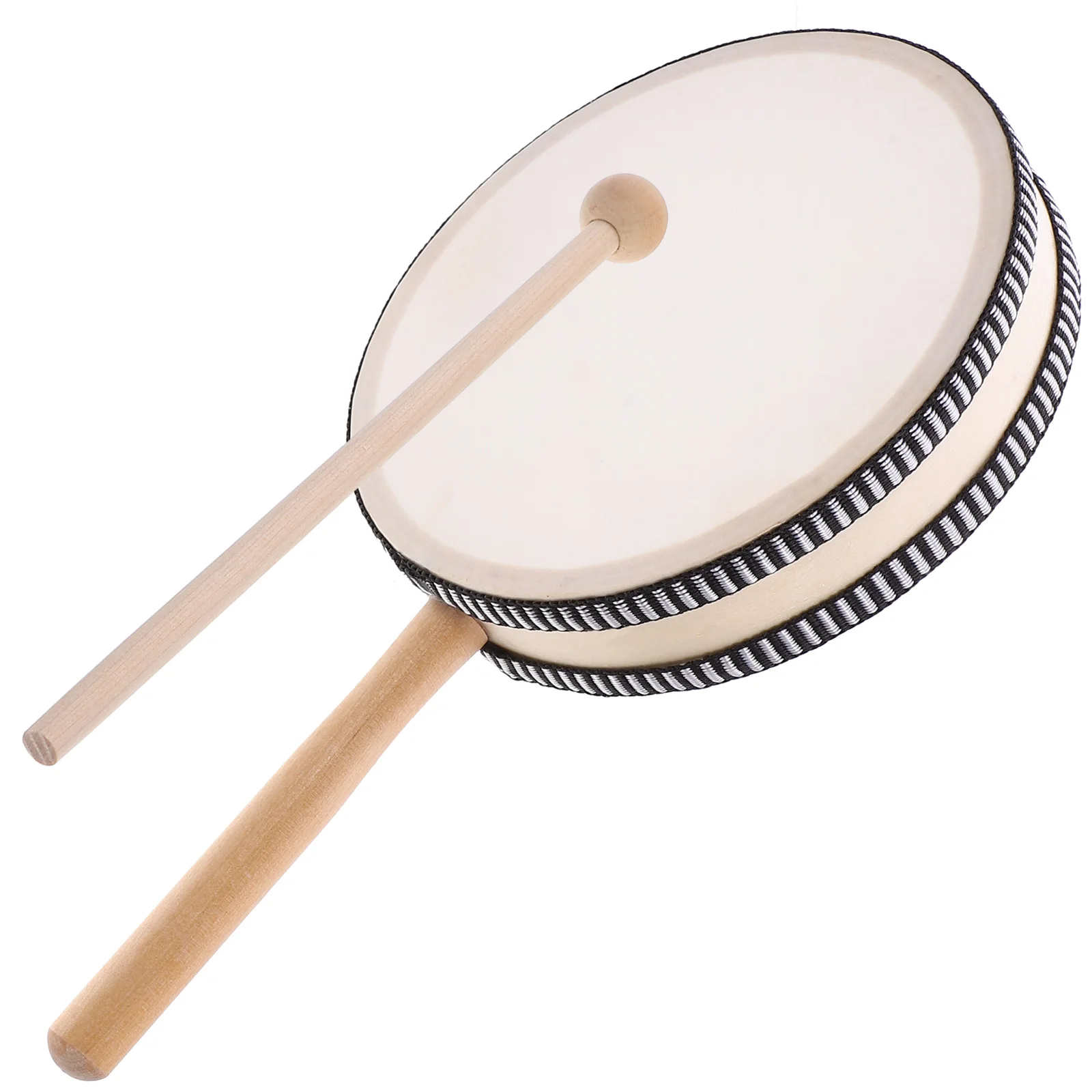 

1 set Hand Drum 6 Inch Wood Handle Kids Musical Instrument Percussion Toy Portable Sound Performance Prop Toddler