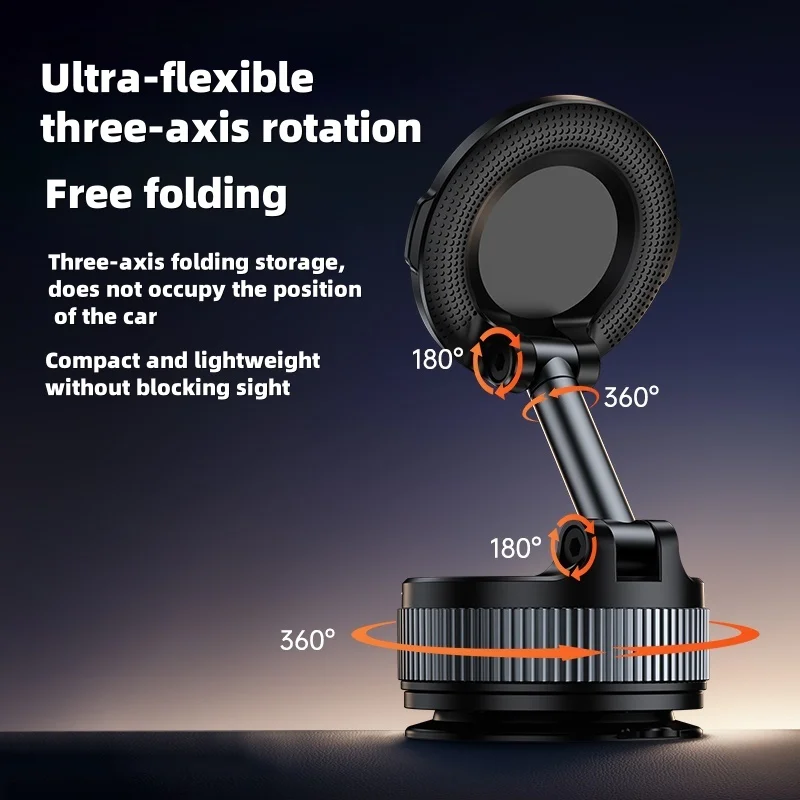 Universal Vehicle Magnetic Holder Car Mount Vacuum Foldable Strong Suction Stand Cell Phone For iphone 16 15 14 Live Streaming