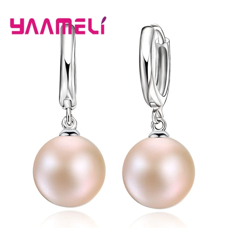 Fashion Freshwater Pearl Earring Accessories 925 Sterling Silver Huggie Earwire Hoop Earrings For Women/Girls