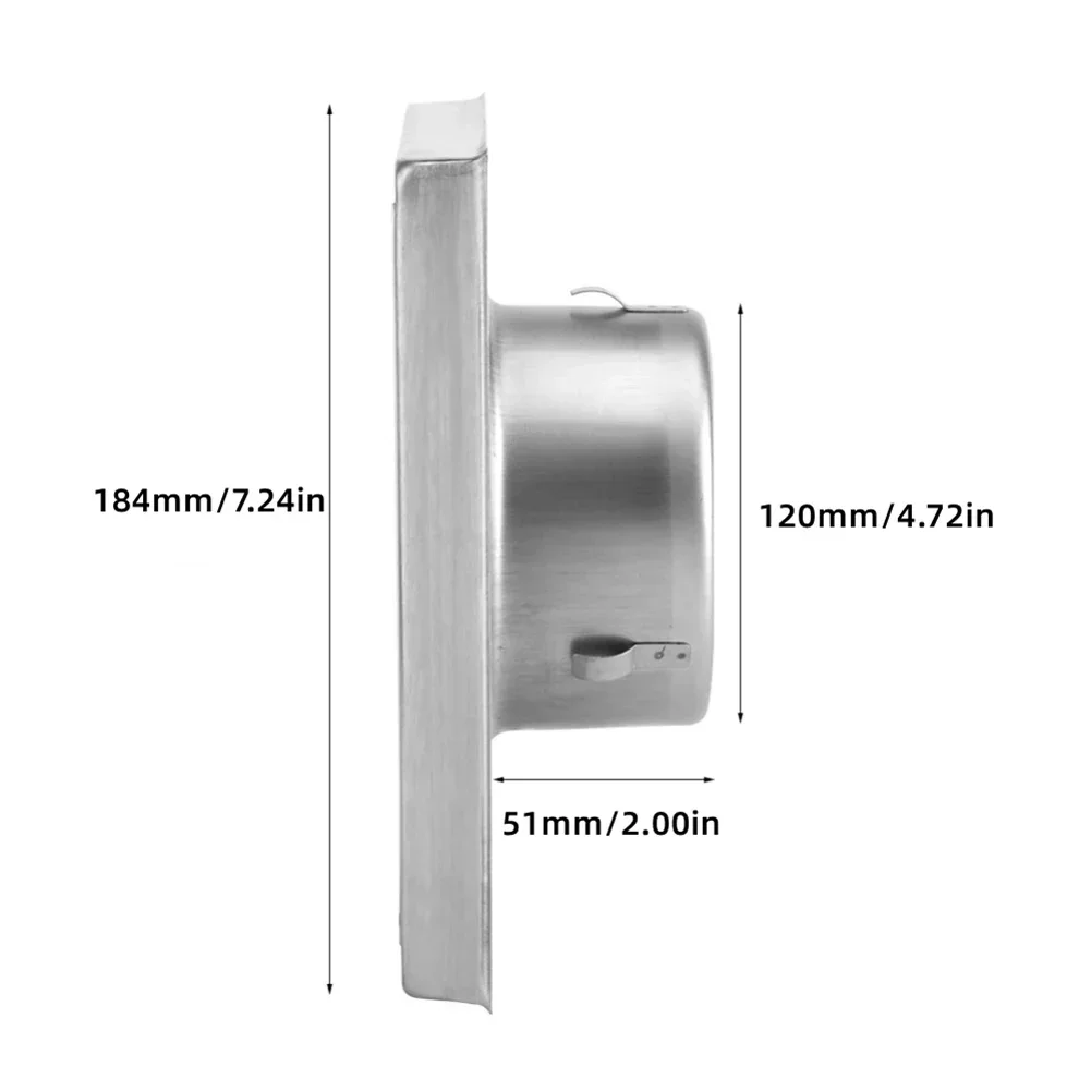 Rainproof Cap Stainless Steel Vent Silver Stylish Wall Rain Cap Anti-rust External Modern Homes Movable Square Vents