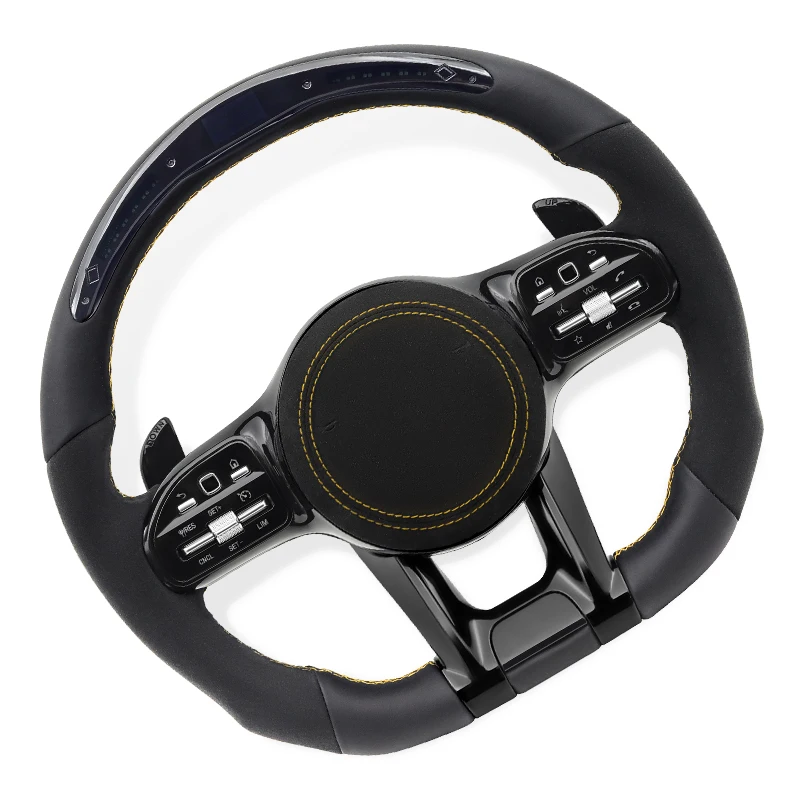 LED Carbon Fiber Steering Wheel  D-Shape Flat Bottom For Mercedes-Benz W117 W166 W177 W204 W205 W221 W222 C36 G36 GLS GLC GLB