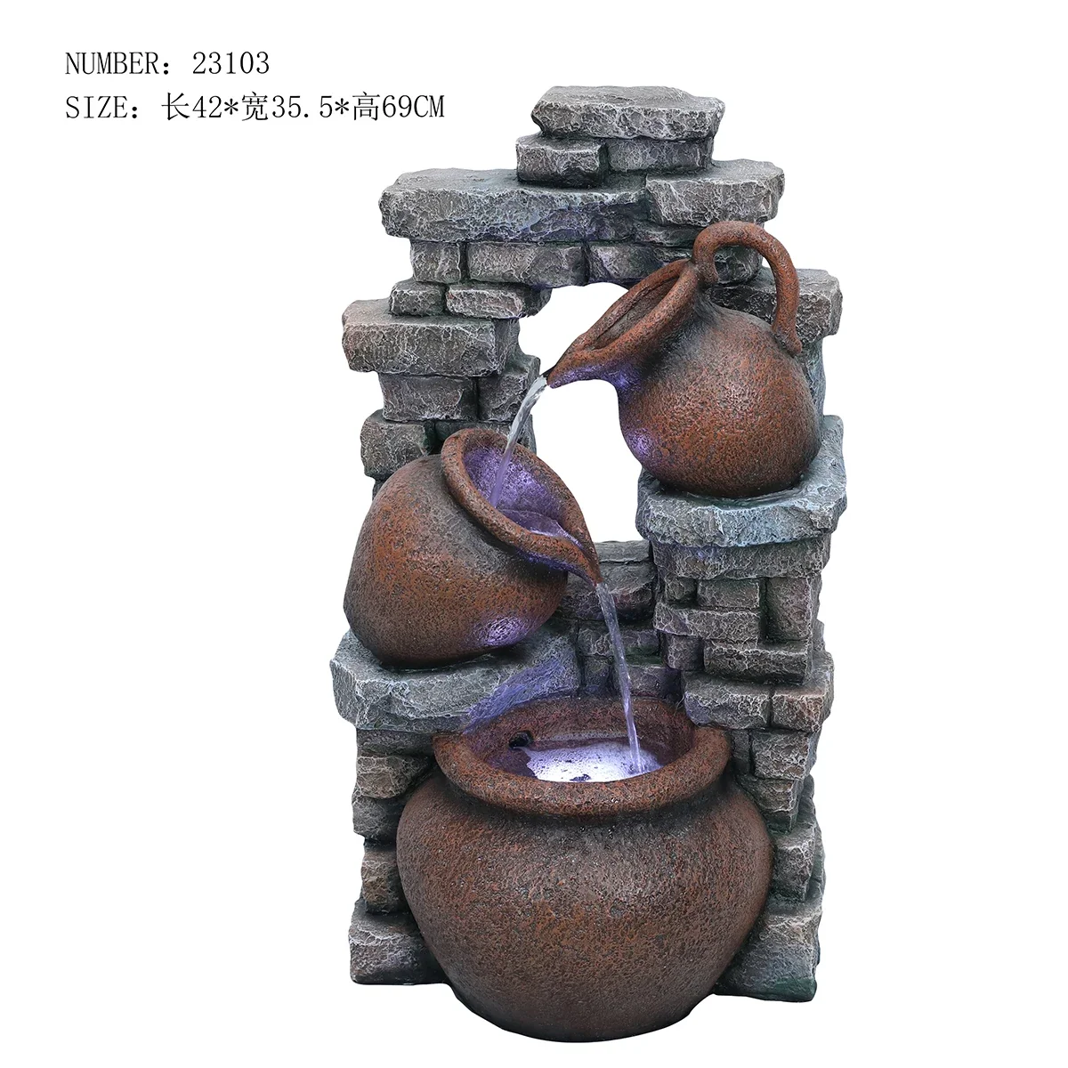 2026 High Quality Yard Patio Lawn Ornaments Garden Waterfall Fountain Polyresin Outdoor Water Fountain Decor