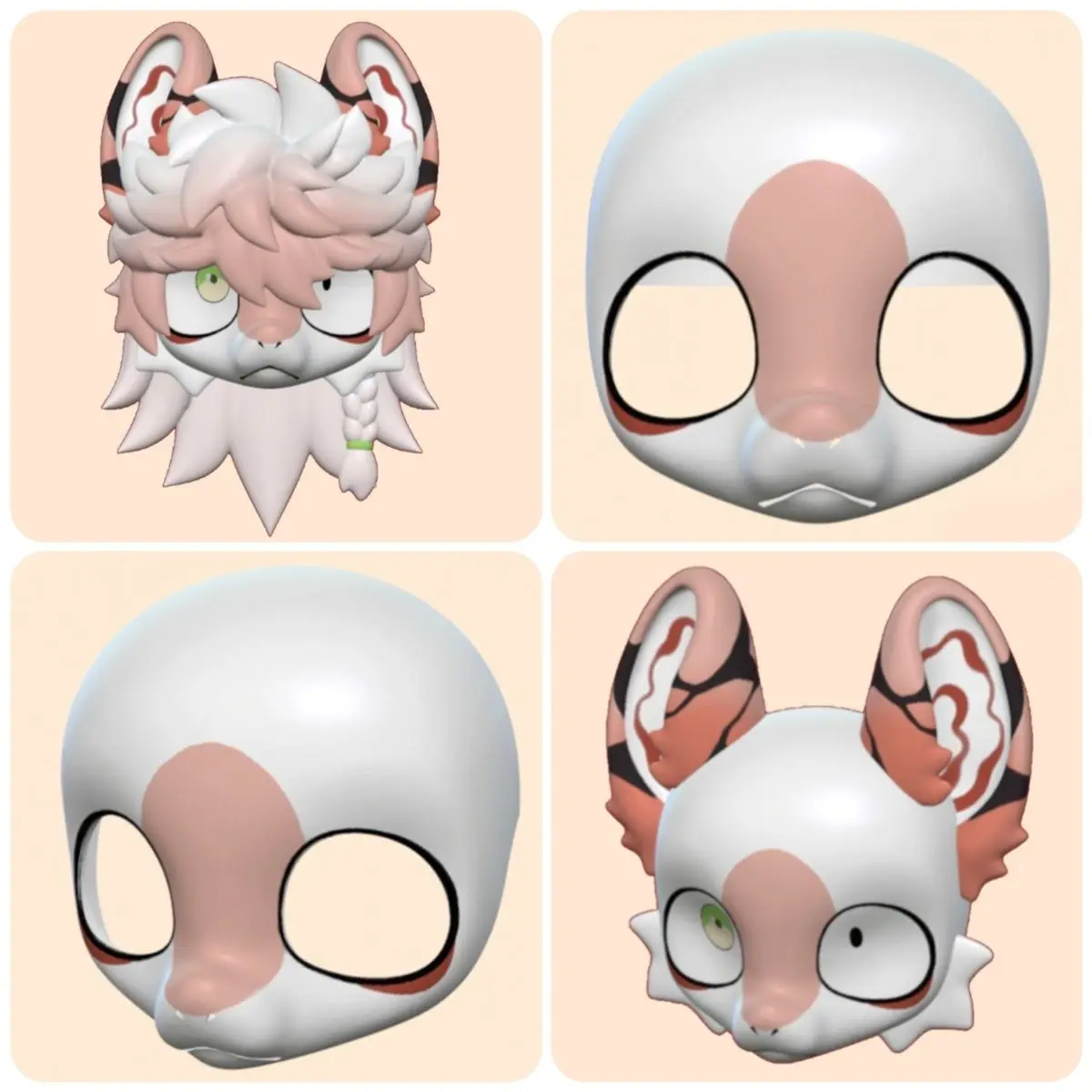 

Kemono Short Snout Base Mask Fursuit Resin Kig Serie Beast Suit Skull Furuit Costume PLA Printed Skull DIY Accessories Kigurumi