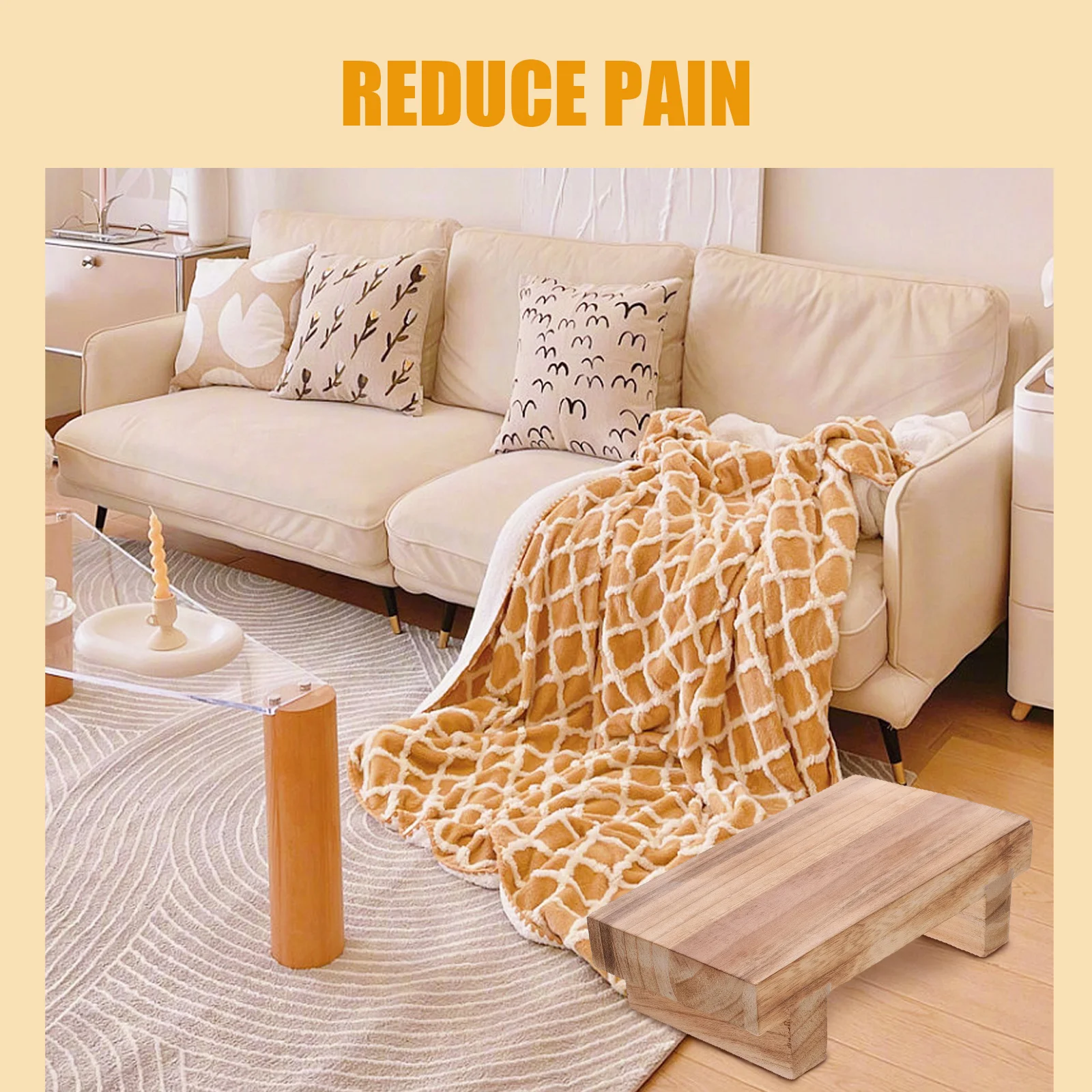 Pijakan Kaki Kayu Ergonomis untuk Lansia, Nyaman untuk Duduk di Rumah atau Kantor, Sandaran Kaki di Bawah Meja, Bangku Kaki Kecil