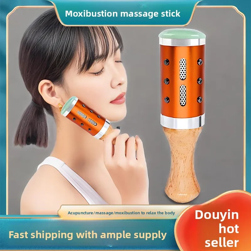 

Jade Moxa Roller - Facial Lifting & Gua Sha Massage Tool for Eye Care, Anti-Aging & Relaxation.