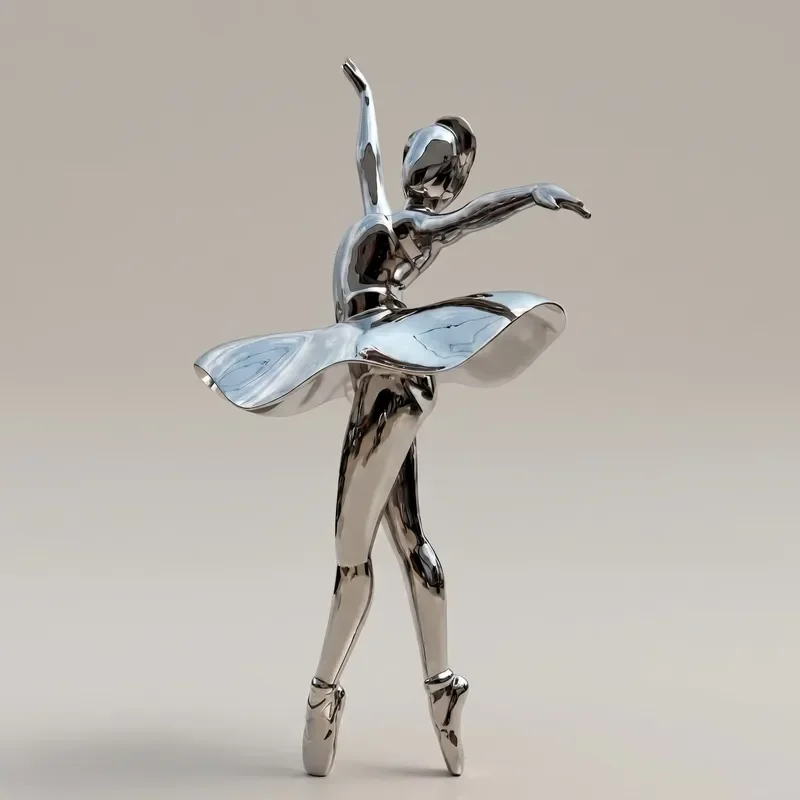 Modern Large Outdoor Metal Art Mirror Polished Stainless Steel Ballet Dancer Sculpture for Hotel & Garden Landscape