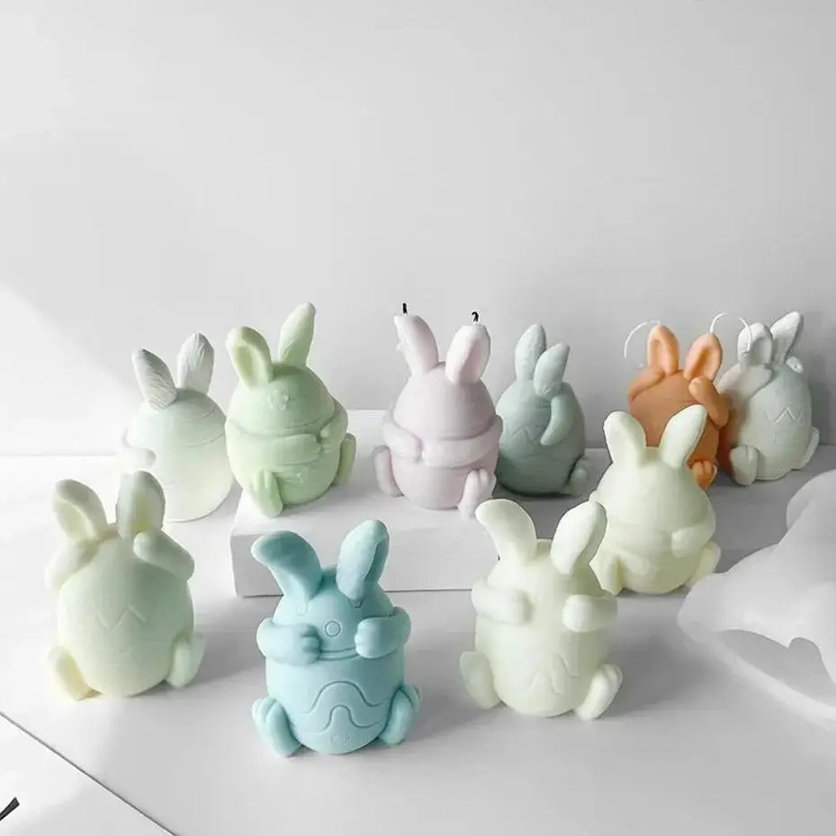 Osterhasen Kerze Silikon Form DIY Osterei Duft Kerze Gips Ornament Handgefertigte Geschenke Kaninchen Heimdekor Seifenform