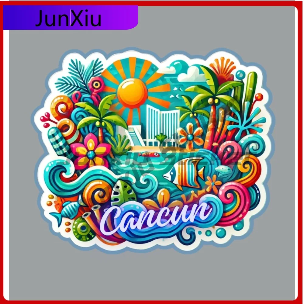 

Cancun Mexico Vacation Sticker Windows Windshield Luggage Kayak Camper Bumperdecals Zx10r Motorcycle Stickers For Cars Ebike