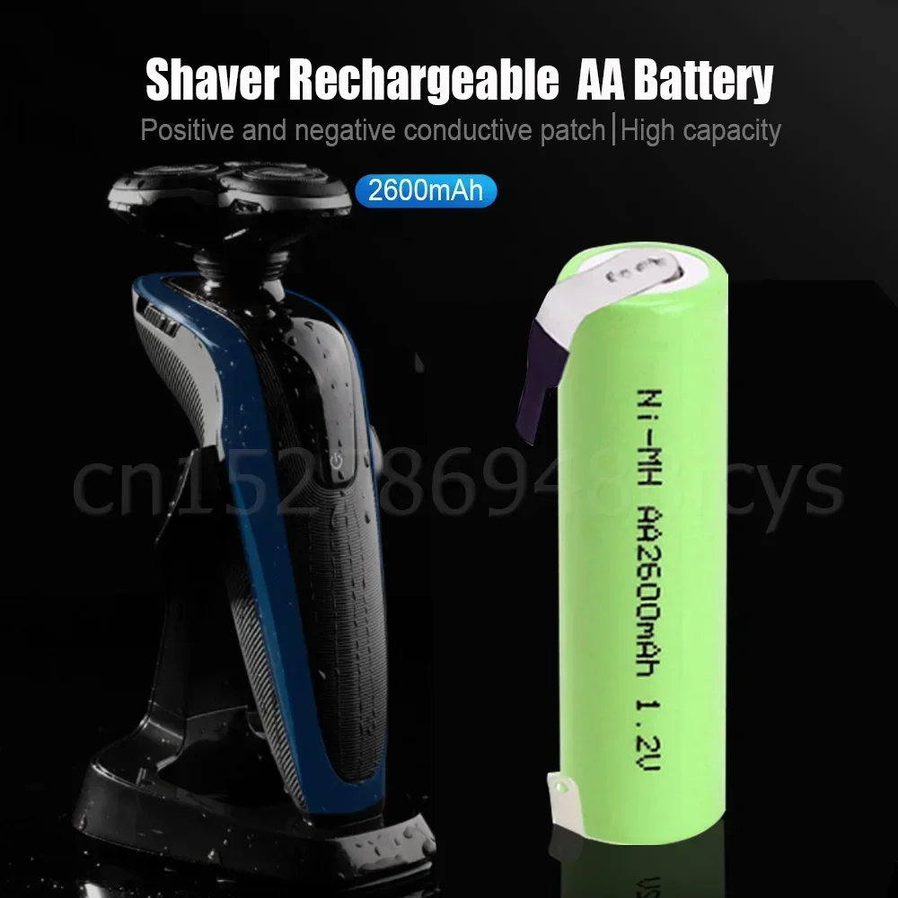 1-2PCS 2600mah 1.2V NI-MH AA Rechargeable battery with welding tabs For Philips electric shaver razor toothbrush battery