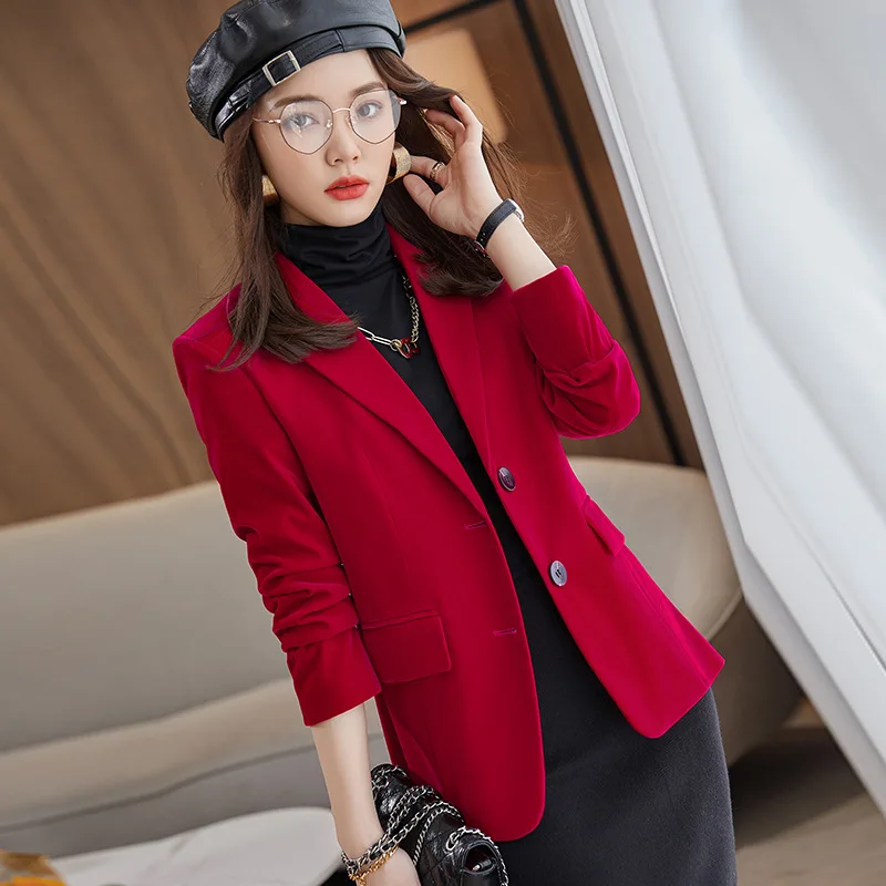 New Spring Fashion Women Midnight Navy Slim Velvet Blazer Office Lady Double Button Suit Jacket Coat Female Party Clothes Gift