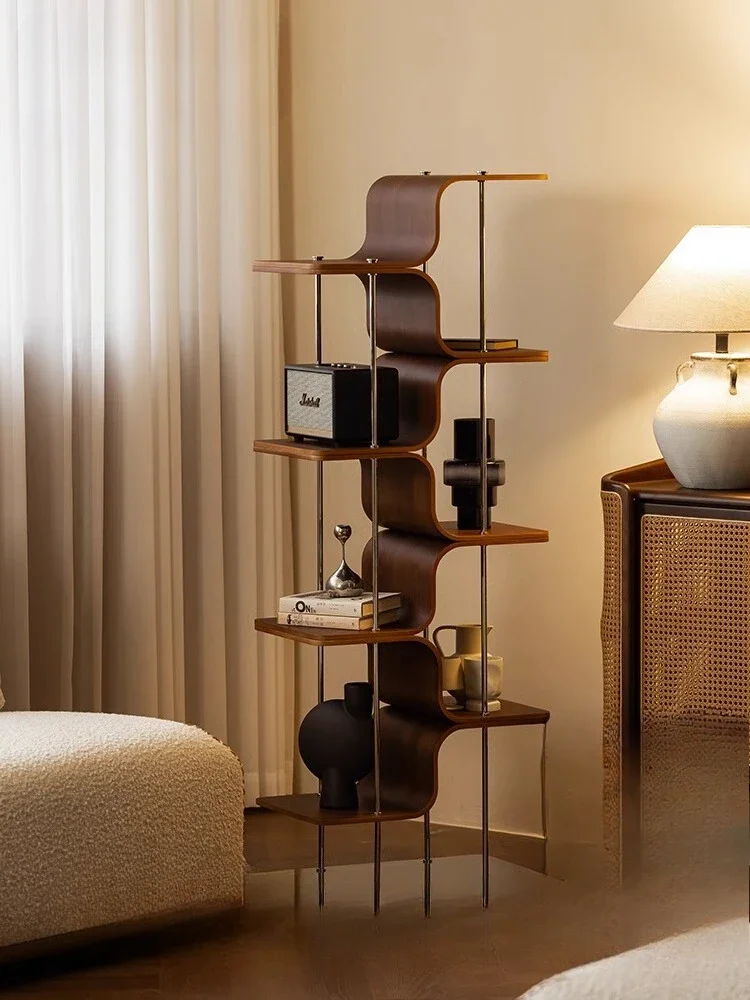 Solid wood simple bookshelf floor shelf living room corner book small bookshelf